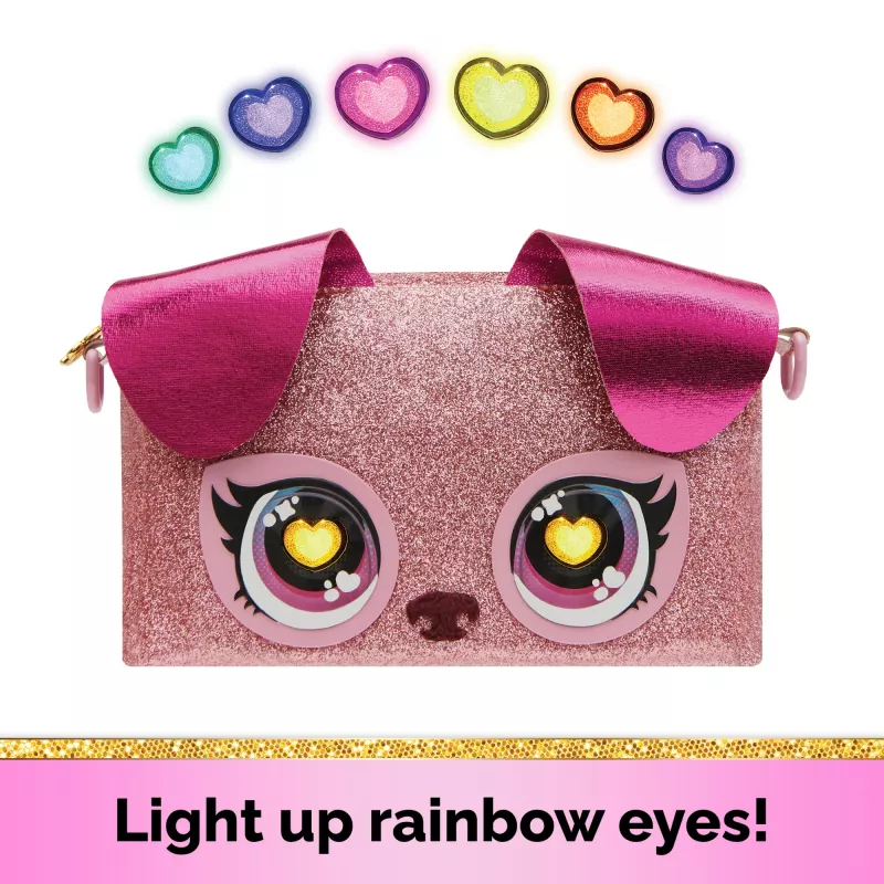 Purse Pets , Keepin’ It Clutch Dazzling Diva Puppy Pet Toy and Wristlet Purse with Light up Rainbow Eyes, Kids Toys for Girls Ages 4 and up