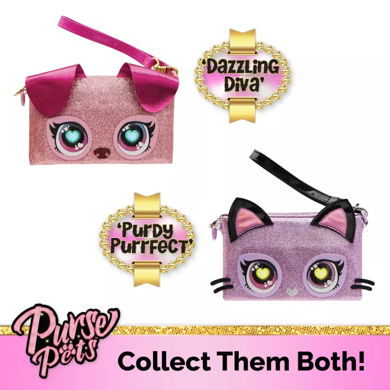 Purse Pets , Keepin’ It Clutch Dazzling Diva Puppy Pet Toy and Wristlet Purse with Light up Rainbow Eyes, Kids Toys for Girls Ages 4 and up