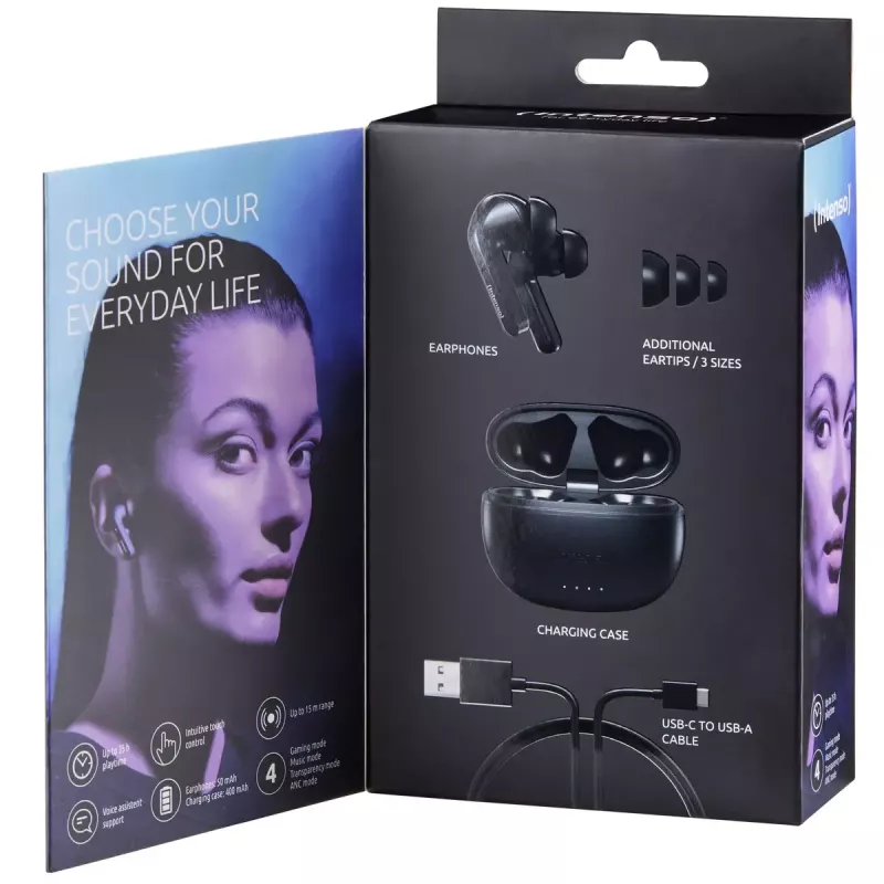 Headphones Intenso Black Buds T300A