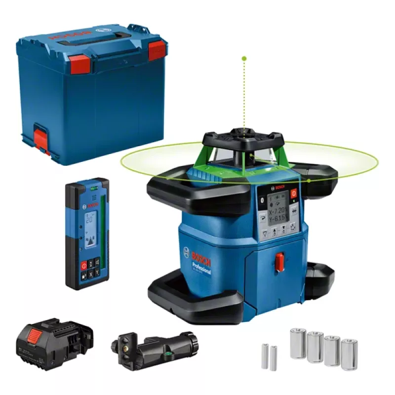 Rotating laser Bosch GRL 650 CVHG Professional 18 V with green laser line, L-BOXX