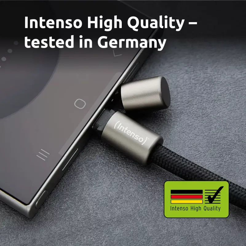 Intenso USB-C Charging Lanyard Phone Necklace Cable 60W Fast Charging Adjustable Length 1.65m Nylon Black