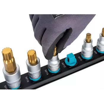 Socket set Hazet 986-SR/8, 8-piece hexagon short sockets, 6–17 mm, black