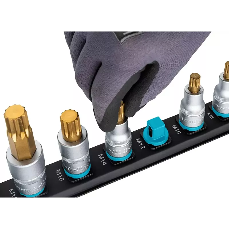 Socket set Hazet 986-SR/8, 8-piece hexagon short sockets, 6–17 mm, black