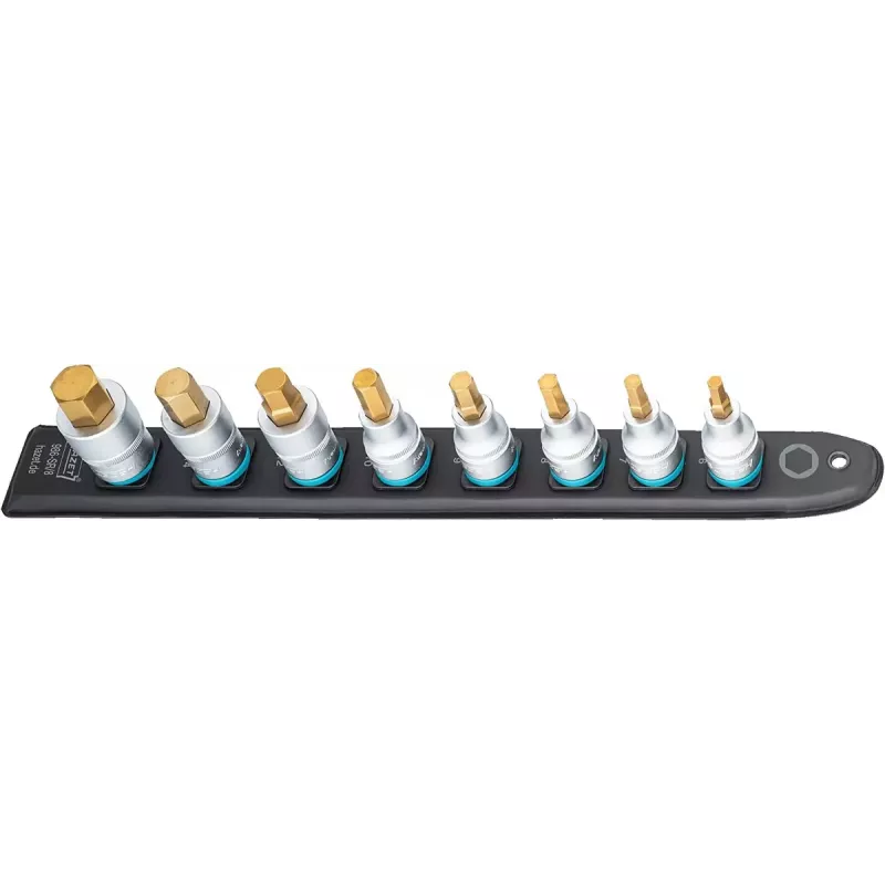 Socket set Hazet 986-SR/8, 8-piece hexagon short sockets, 6–17 mm, black