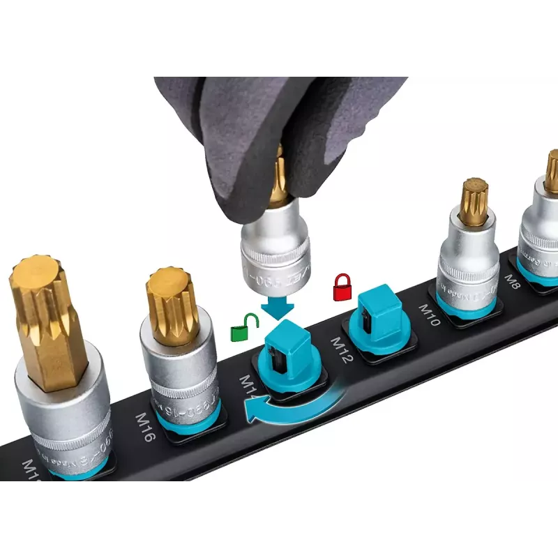 Socket set Hazet 986-SR/8, 8-piece hexagon short sockets, 6–17 mm, black