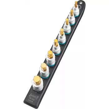Socket set Hazet 986-SR/8, 8-piece hexagon short sockets, 6–17 mm, black
