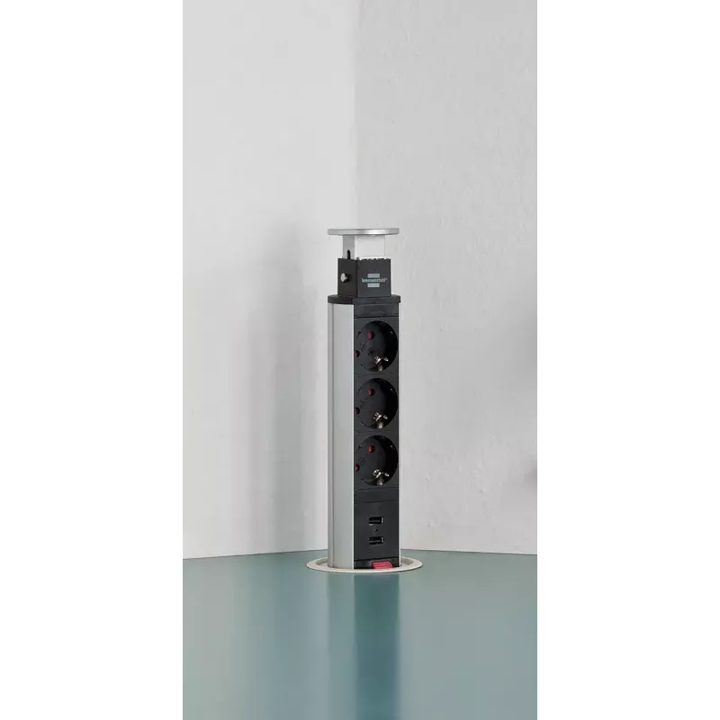 Power Extension Brennenstuhl 1396200013 2m 3 AC Outlets Indoor Aluminium Black