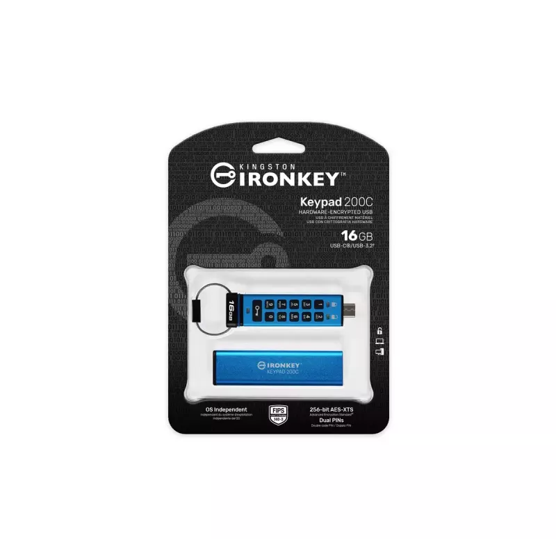 Kingston Technology IronKey 16GB USB-C Keypad 200C, FIPS 140-3 Lvl 3 AES-256