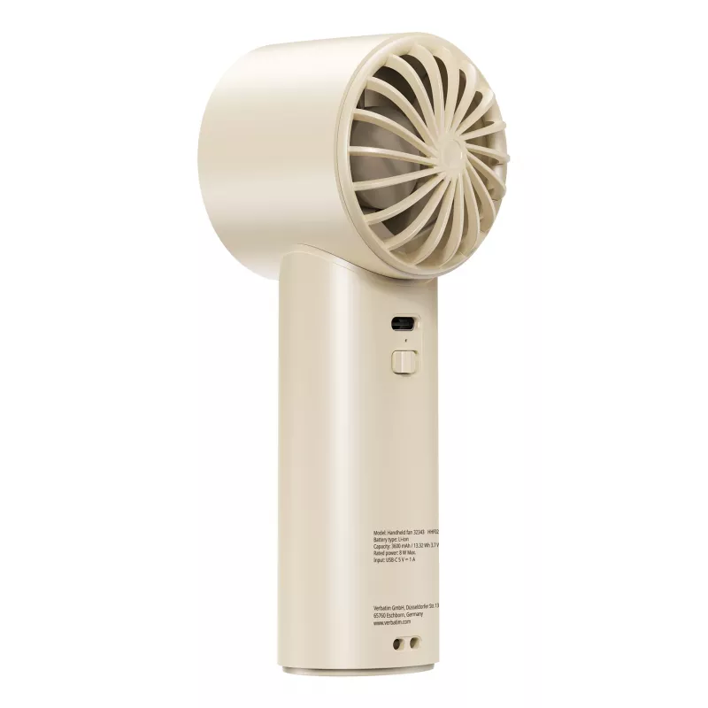 Verbatim Cool’n’Go IceTouch Handheld Fan White/Silver, Silver, White, 1 fan(s), Handheld fan, 1 pc(s), 8 W, Lithium-Ion (Li-Ion)