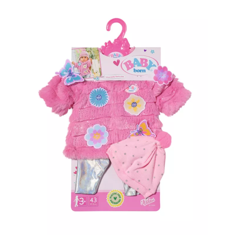 Doll clothes set BABY born Pink Coat Set 43cm Foldable