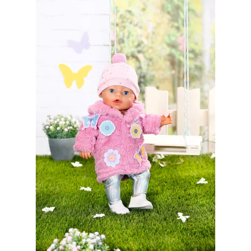 Doll clothes set BABY born Pink Coat Set 43cm Foldable