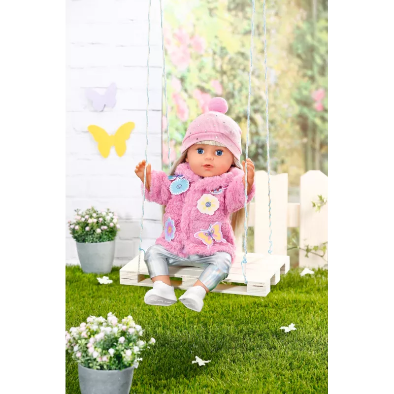 Doll clothes set BABY born Pink Coat Set 43cm Foldable