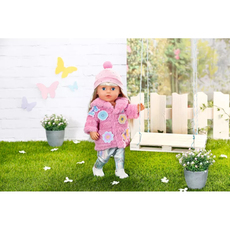 Doll clothes set BABY born Pink Coat Set 43cm Foldable