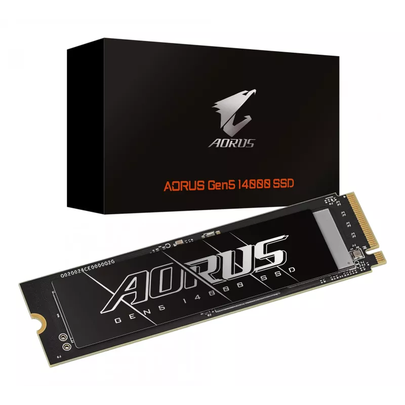 M.2 NVMe SSD GIGABYTE AORUS Gen5 14000 — 4 TB, PCIe 5.0, Read 14100 MB/s, Write 12600 MB/s
