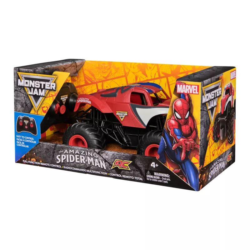 Monster Jam , Marvel The Amazing Spider-Man RC Monster Truck, 1:24 Scale, Kids Toys for Boys and Girls Ages 4 and up