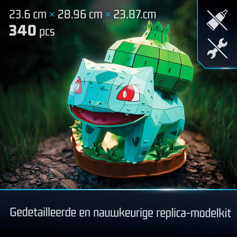 4D Build , Pokémon Bulbasaur 3D Model Kit, Pokémon Figure, Kanto First Partner Collection, Desk Décor, 195 Pieces, for Ages 12 & Up
