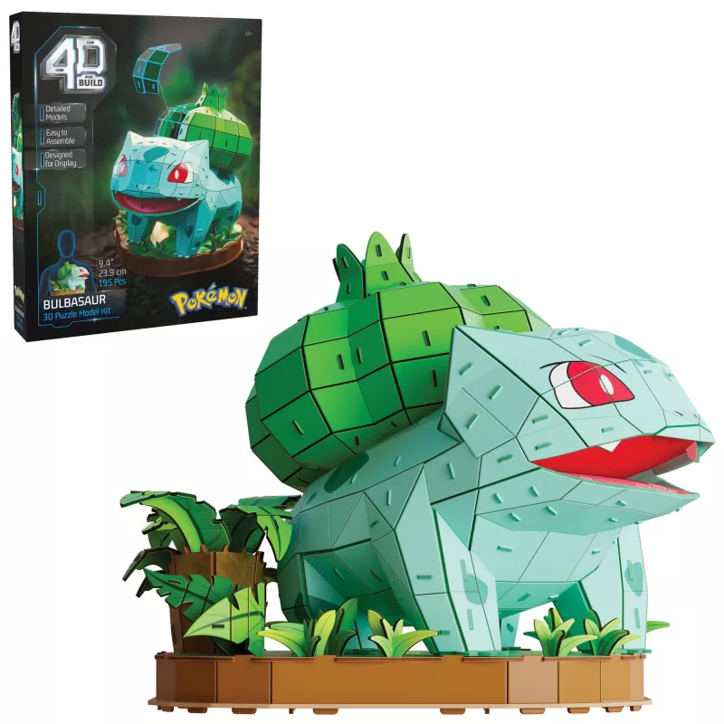 4D Build , Pokémon Bulbasaur 3D Model Kit, Pokémon Figure, Kanto First Partner Collection, Desk Décor, 195 Pieces, for Ages 12 & Up
