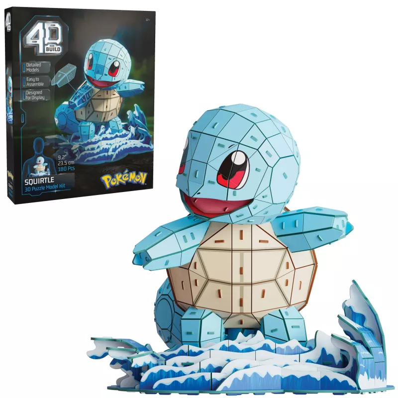 4D Build , Pokémon Squirtle 3D Model Kit, Pokémon Figure, Kanto First Partner Collection, Desk Décor, 180 Pieces, for Ages 12 & Up