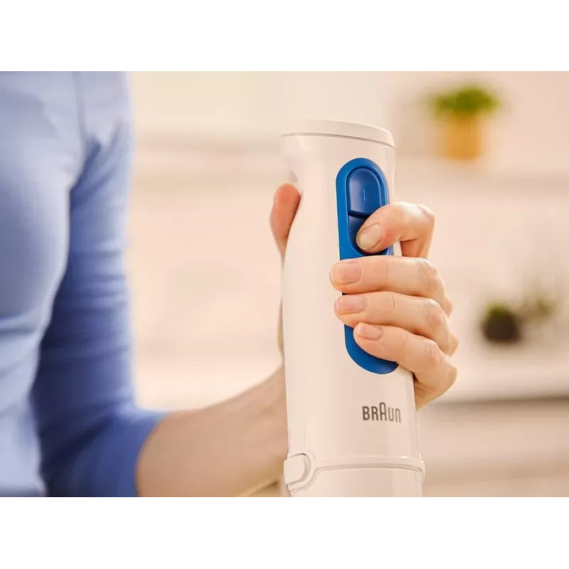 Hand blender Braun Household MultiQuick 3 MQ30202M, 900 W, white/blue, with chopper and whisk