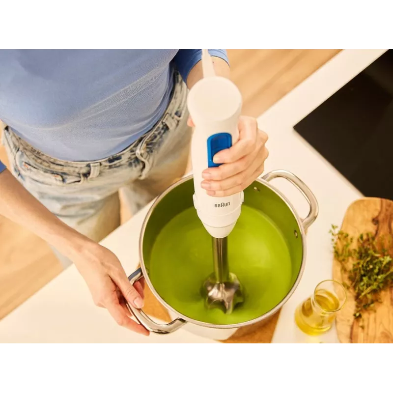 Hand blender Braun Household MultiQuick 3 MQ30202M, 900 W, white/blue, with chopper and whisk