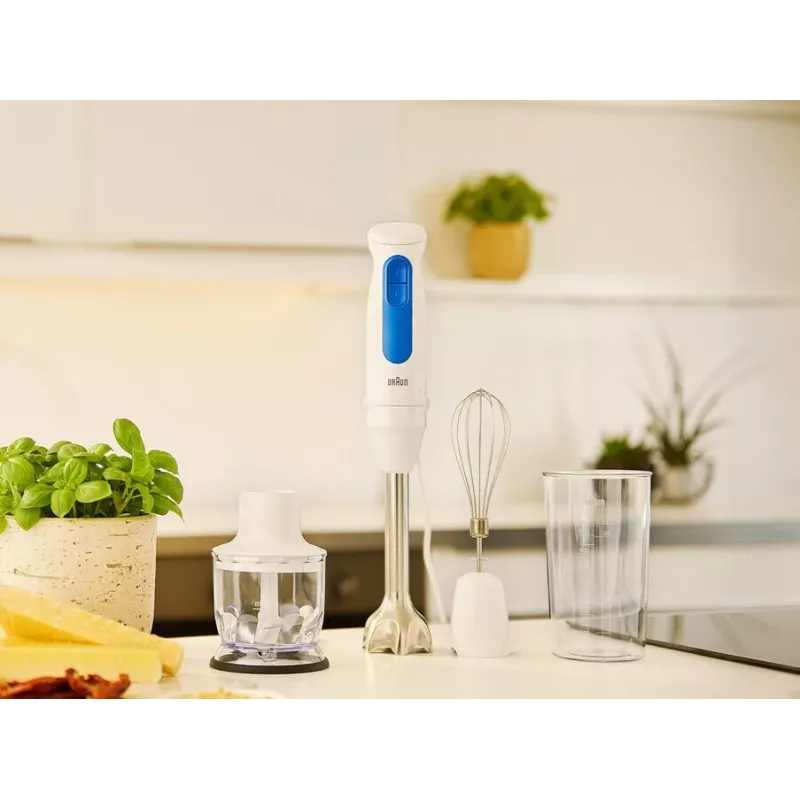 Hand blender Braun Household MultiQuick 3 MQ30202M, 900 W, white/blue, with chopper and whisk