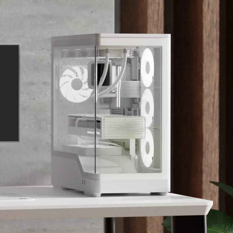 PC case AEROCOOL Geh Midi P500A White — mid-tower ATX chassis, white finish