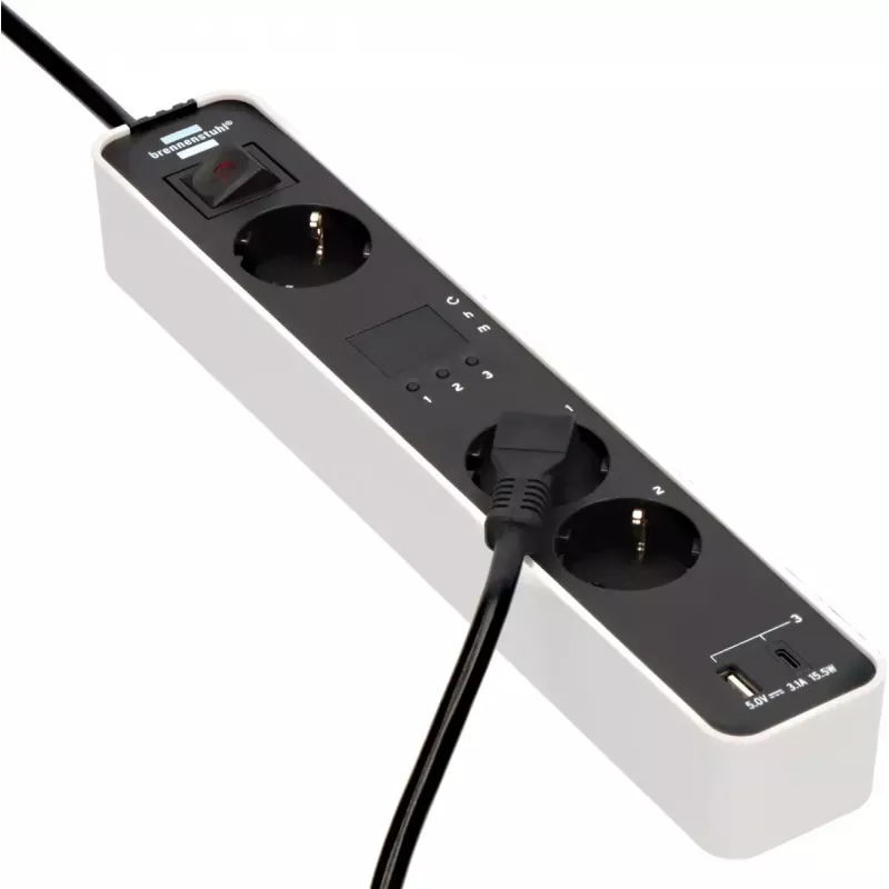 Power Extension Brennenstuhl 1153230026 1.5m 3 AC Outlets Indoor Black White