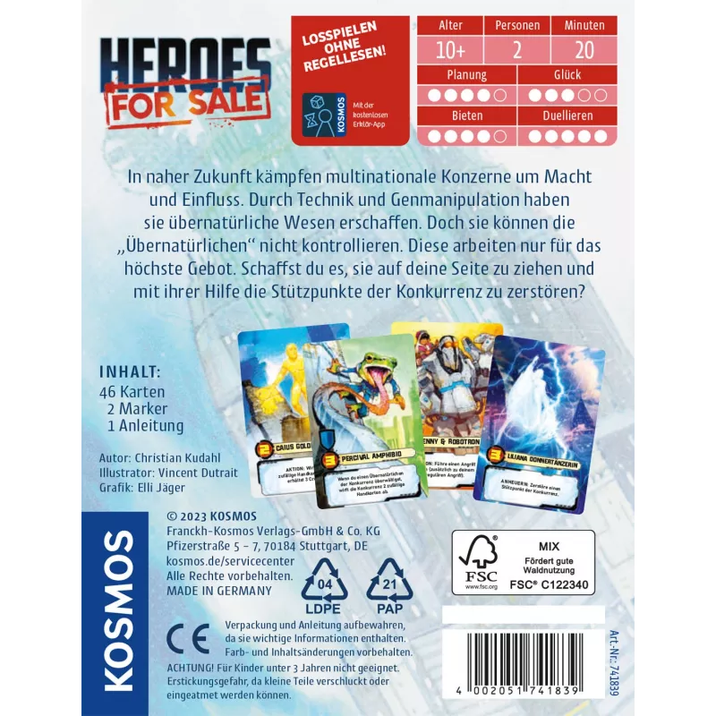 Kosmos Heroes For Sale Card Game Shedding