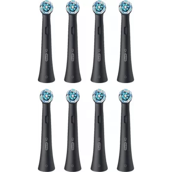 Oral-B iO Ultimate Clean replacement brush heads — 8-pack, Black, for superior plaque removal