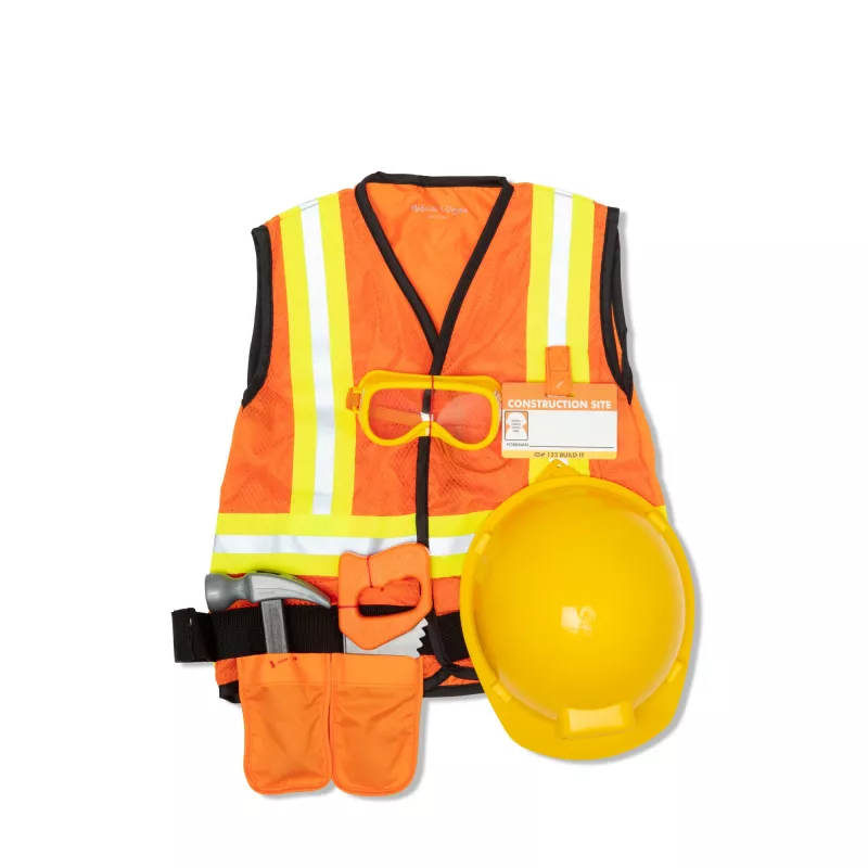 Melissa & Doug Construction Worker Role Play Costume Dress-Up Set (6 pcs)