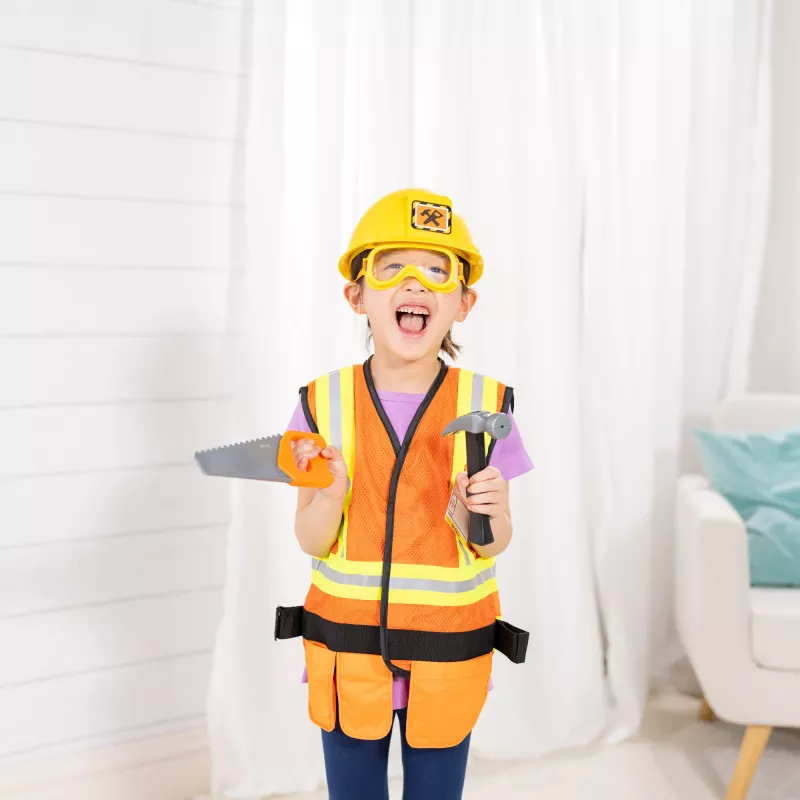 Melissa & Doug Construction Worker Role Play Costume Dress-Up Set (6 pcs)