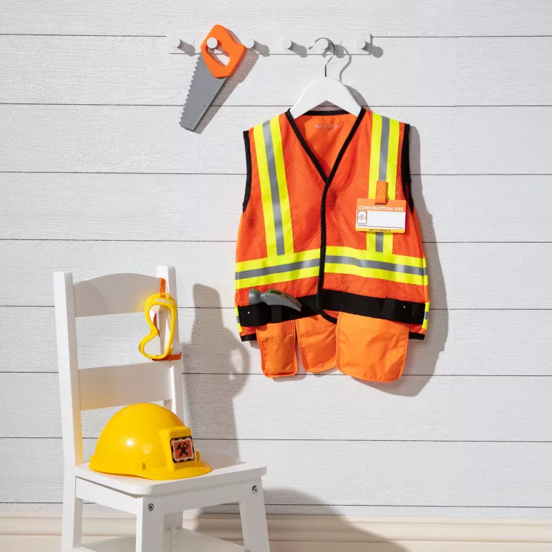 Melissa & Doug Construction Worker Role Play Costume Dress-Up Set (6 pcs)