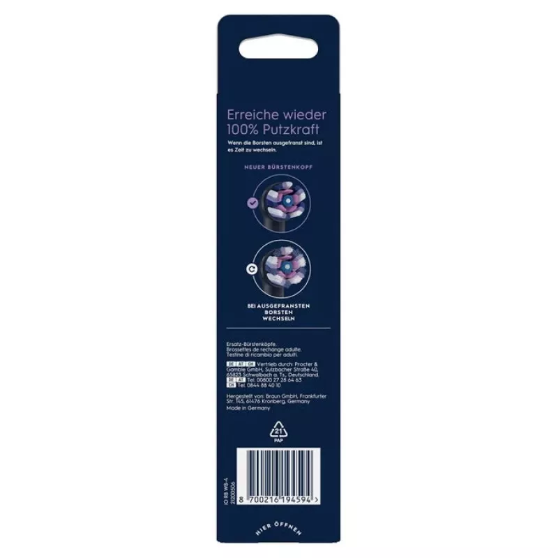 Oral-B iO Radiant White replacement brush heads, 4-pack, black