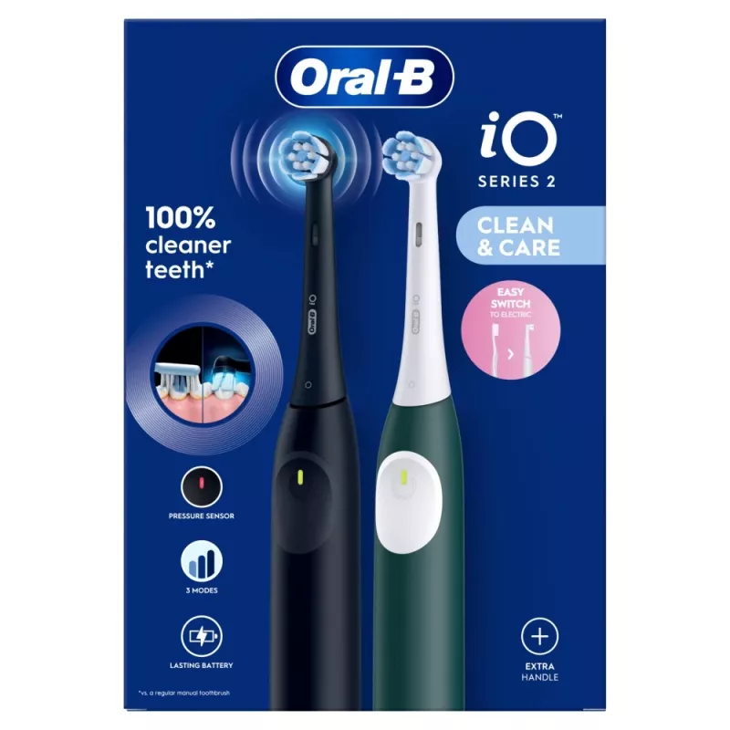 Electric toothbrush BRAUN Oral‑B iO Series 2 Duo Black/Green, rechargeable, model 62418