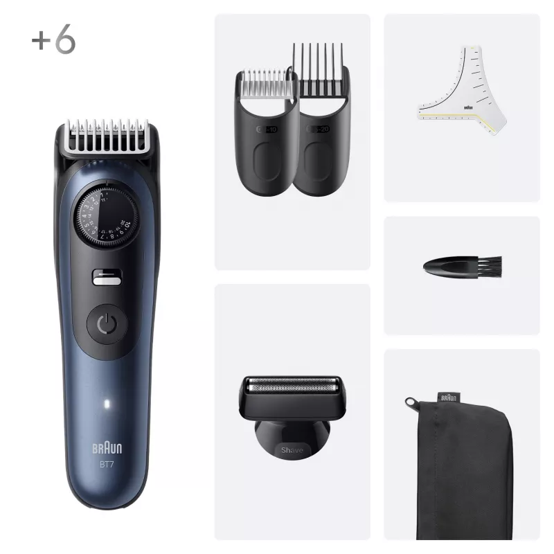 Braun BeardTrimmer 7 BT7520 Battery 40 2 cm Wet & Dry Black, Blue