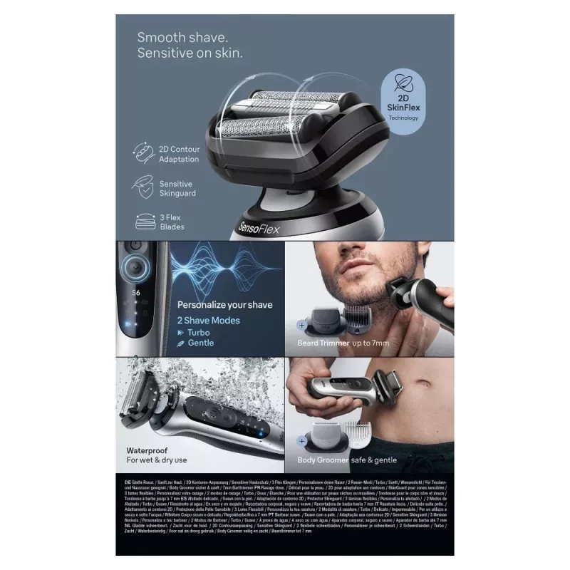 Foil shaver Braun Series 6 62-S7650cc Silver Lithium-Ion Battery
