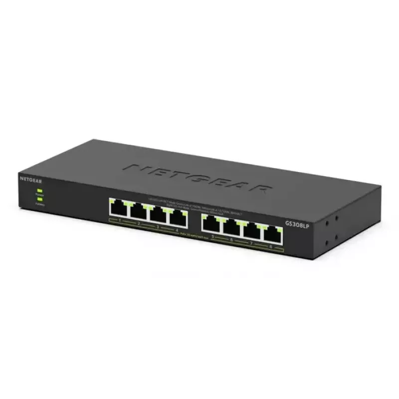 NETGEAR GS308LP Unmanaged Gigabit Ethernet (10/100/1000) Power over Ethernet (PoE) Desktop Black