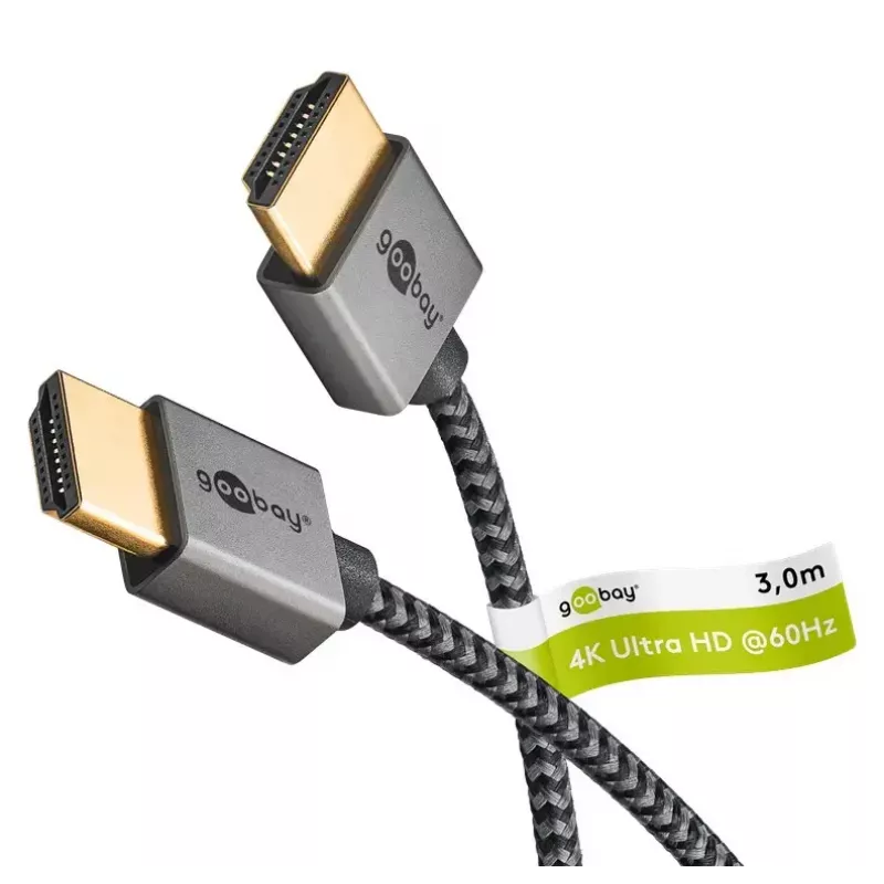 Goobay HDMI Cable 3m Type A Male to Male 18 Gbit/s Grey