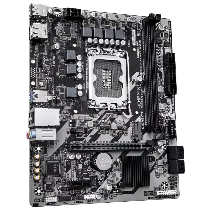 GIGABYTE H810M K Micro ATX Motherboard for Intel Core Ultra (Series 2) — LGA 1851, DDR5 up to 6400MHz, 1x PCIe 4.0 M.2, 1GbE