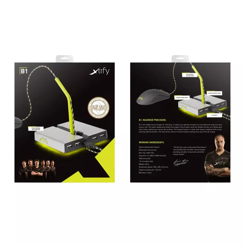 Xtrfy B1 Mouse Bungee LED with 4-Port USB 2.0 Hub