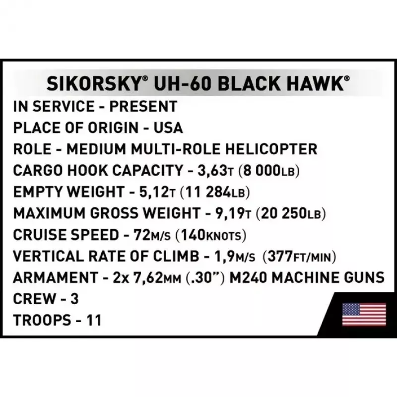Construction set Cobi Sikorsky UH-60 Black Hawk 928 blocks, model COBl-5906