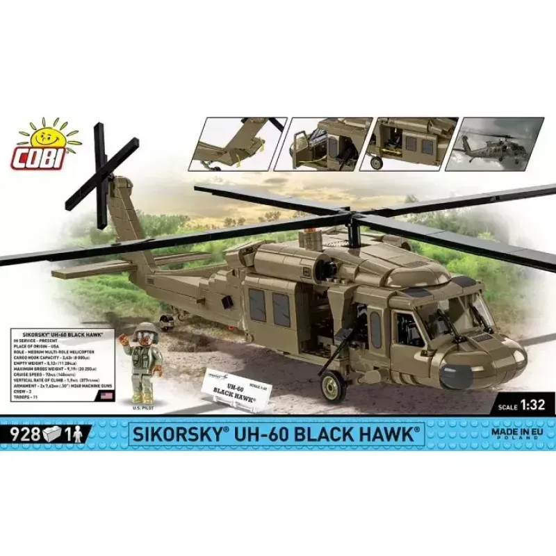 Construction set Cobi Sikorsky UH-60 Black Hawk 928 blocks, model COBl-5906