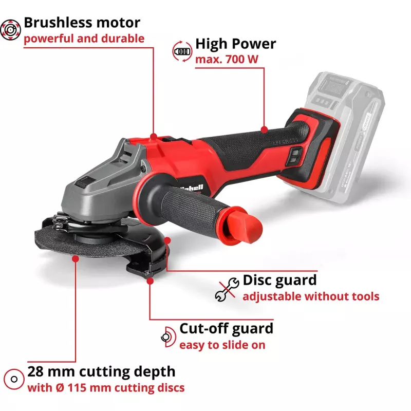 Cordless Angle Grinder EINHELL AXXIO 18/115 — 18 V, 115 mm disc, body only (no battery/charger)