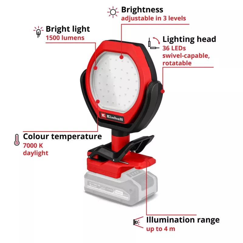 Cordless Outdoor Lamp EINHELL GC-OL 18/1500 Li‑Solo — LED light, battery and charger not included
