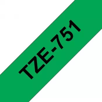 Laminated label tape Brother TZe-751 24 mm — black on green, 8 m, gray cartridge