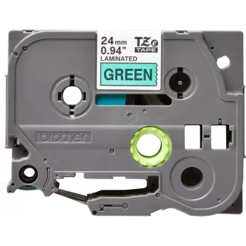 Laminated label tape Brother TZe-751 24 mm — black on green, 8 m, gray cartridge