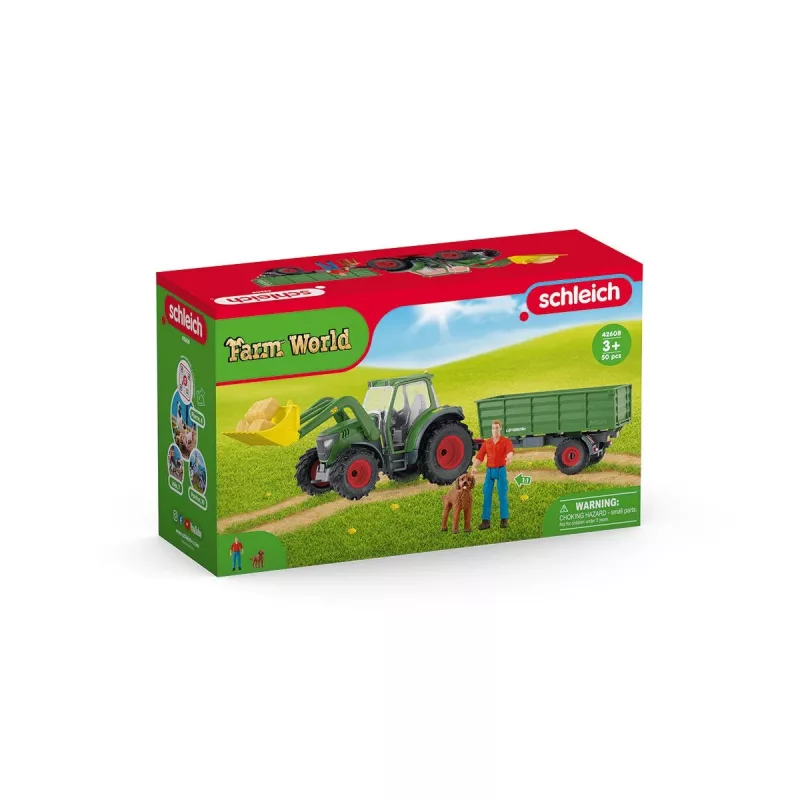 Tractor with Trailer Schleich FARM WORLD 42608 Black Green Red Yellow