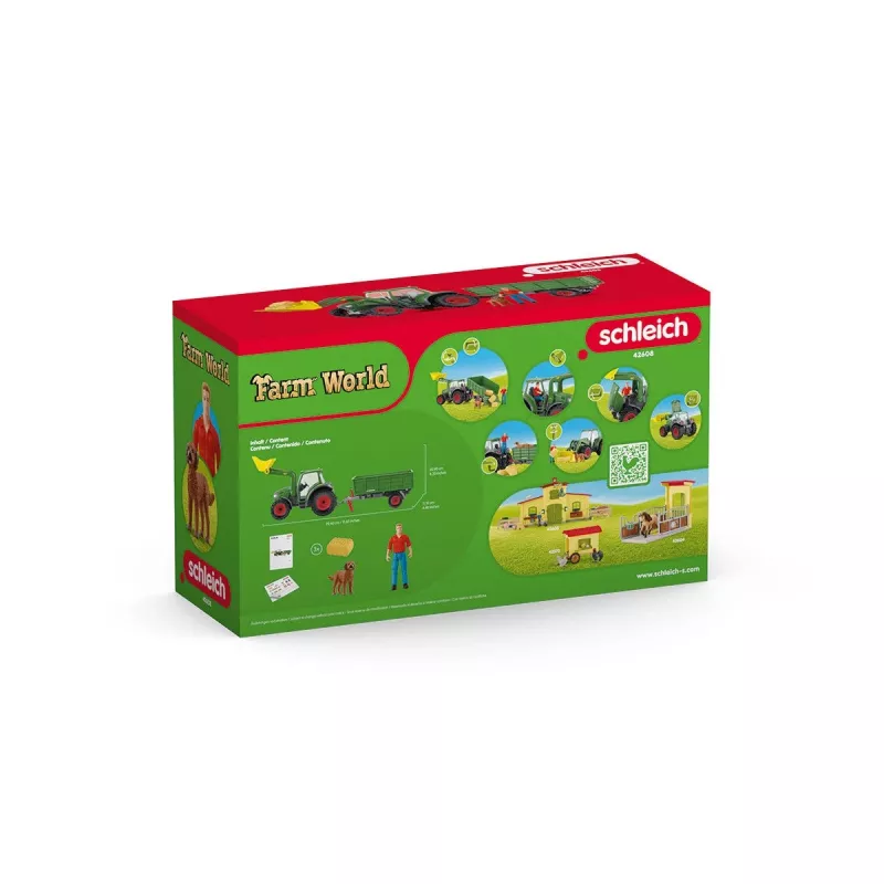Tractor with Trailer Schleich FARM WORLD 42608 Black Green Red Yellow