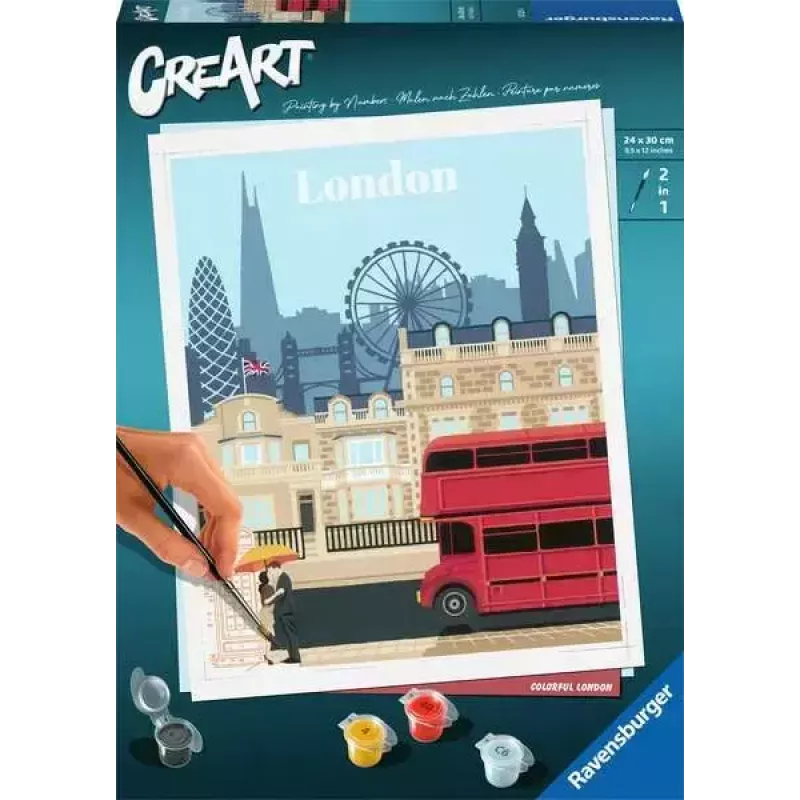 Painting kit Ravensburger CreArt — Colorful London (model 23525) for canvas painting with numbered guide