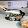 Contact grill CECOTEC Rock'nGrill 2000 — 2000 W, rectangular, black/stainless steel, adjustable thermostat, 340×330×130 mm